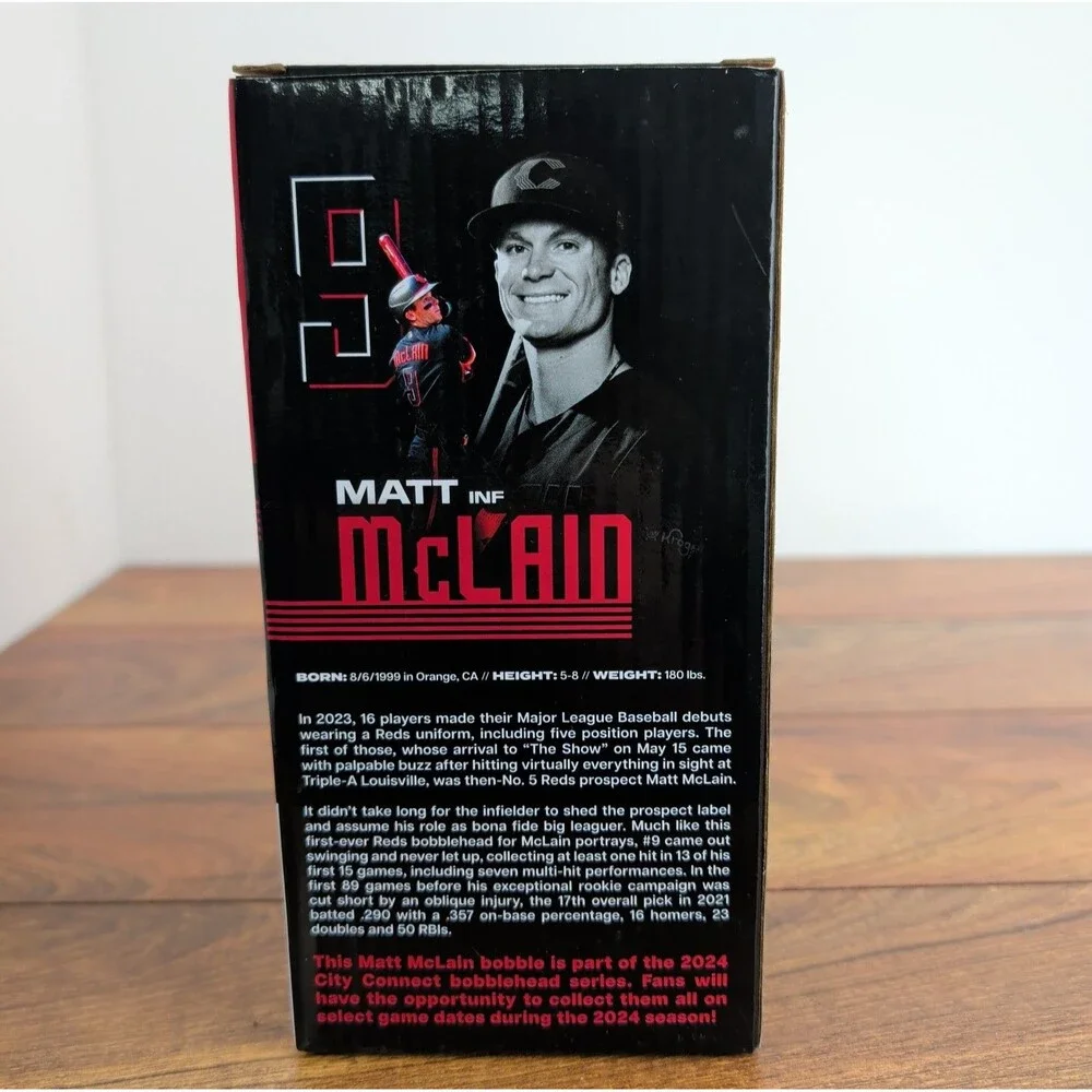 Matt McLain 2024 Cincinnati Reds City Connect Bobblehead Baseball Figure SGA MLB